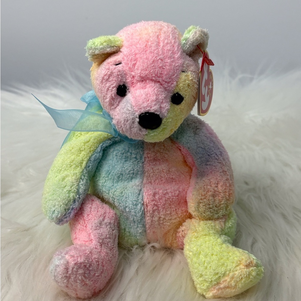 Ty(29)Pastel Rainbow Stuffed Beanie “Mellow” 2000.